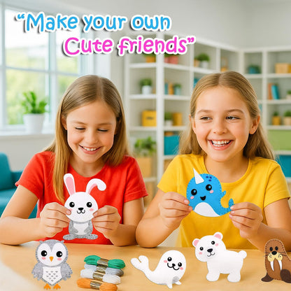 Polar Animals Sewing Kit For Kids, DIY Felt Craft Set Age 6+, Ideas Gifts For Girls Boys