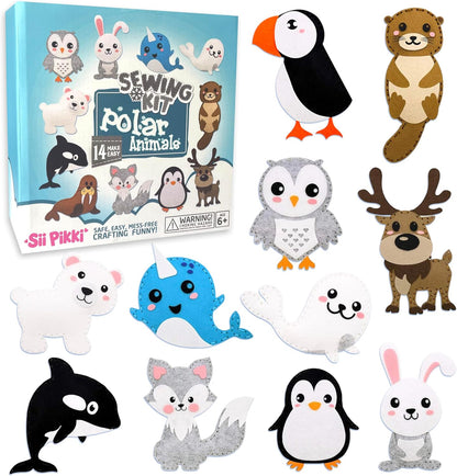 Polar Animals Sewing Kit For Kids, DIY Felt Craft Set Age 6+, Ideas Gifts For Girls Boys